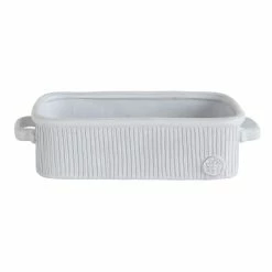 17 in. x 7.5 in. x 4.25 in. White Terra Cotta Bread Pan by 3R Studios