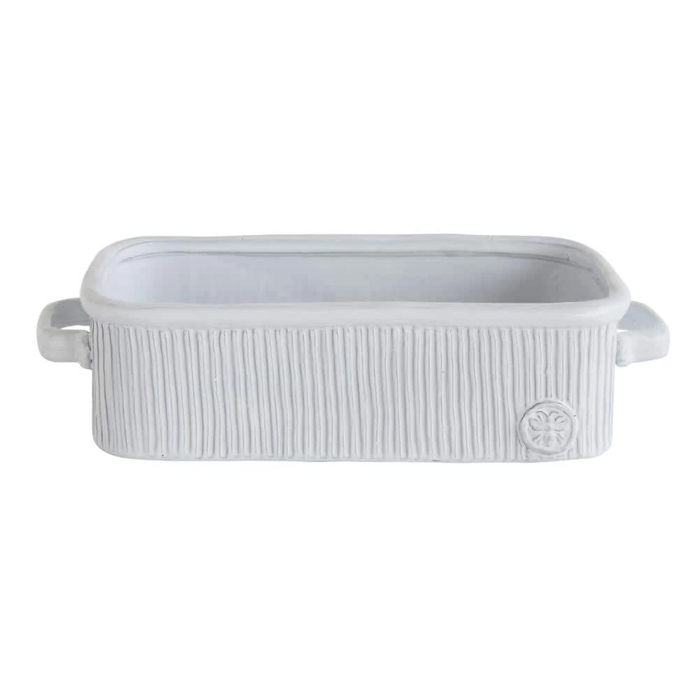 17 in. x 7.5 in. x 4.25 in. White Terra Cotta Bread Pan by 3R Studios 1 17 in. x 7.5 in. x 4.25 in. White Terra Cotta Bread Pan by 3R Studios