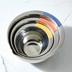Pantryware Stainless Steel Nesting Mixing Bowls Set, 3-Piece, Silver with Color Accent Handles by Ayesha Curry -Cheap Bakeware Store assorted ayesha curry mixing bowls 48430 1f 1000