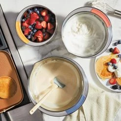 Pantryware Stainless Steel Nesting Mixing Bowls Set, 3-Piece, Silver with Color Accent Handles by Ayesha Curry -Cheap Bakeware Store assorted ayesha curry mixing bowls 48430 31 1000