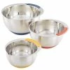 Pantryware Stainless Steel Nesting Mixing Bowls Set, 3-Piece, Silver with Color Accent Handles by Ayesha Curry