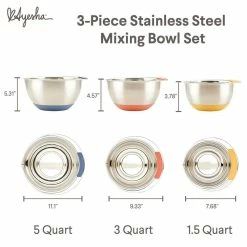 Pantryware Stainless Steel Nesting Mixing Bowls Set, 3-Piece, Silver with Color Accent Handles by Ayesha Curry -Cheap Bakeware Store assorted ayesha curry mixing bowls 48430 c3 1000