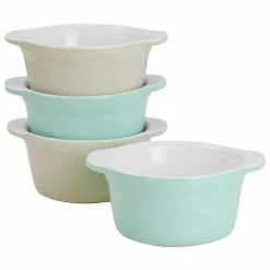 4-Piece Stoneware Ramekin Set in Assorted Colors Blue and Grey by MARTHA STEWART