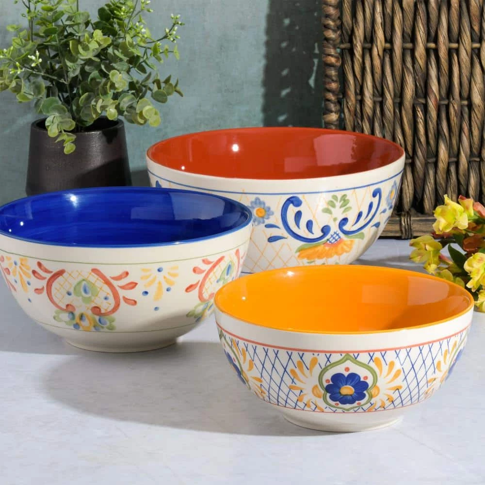 Tierra 3-Piece Stoneware Nesting Bowl Set in Assorted Designs by Laurie Gates 2 Tierra 3-Piece Stoneware Nesting Bowl Set in Assorted Designs by Laurie Gates - Image 2