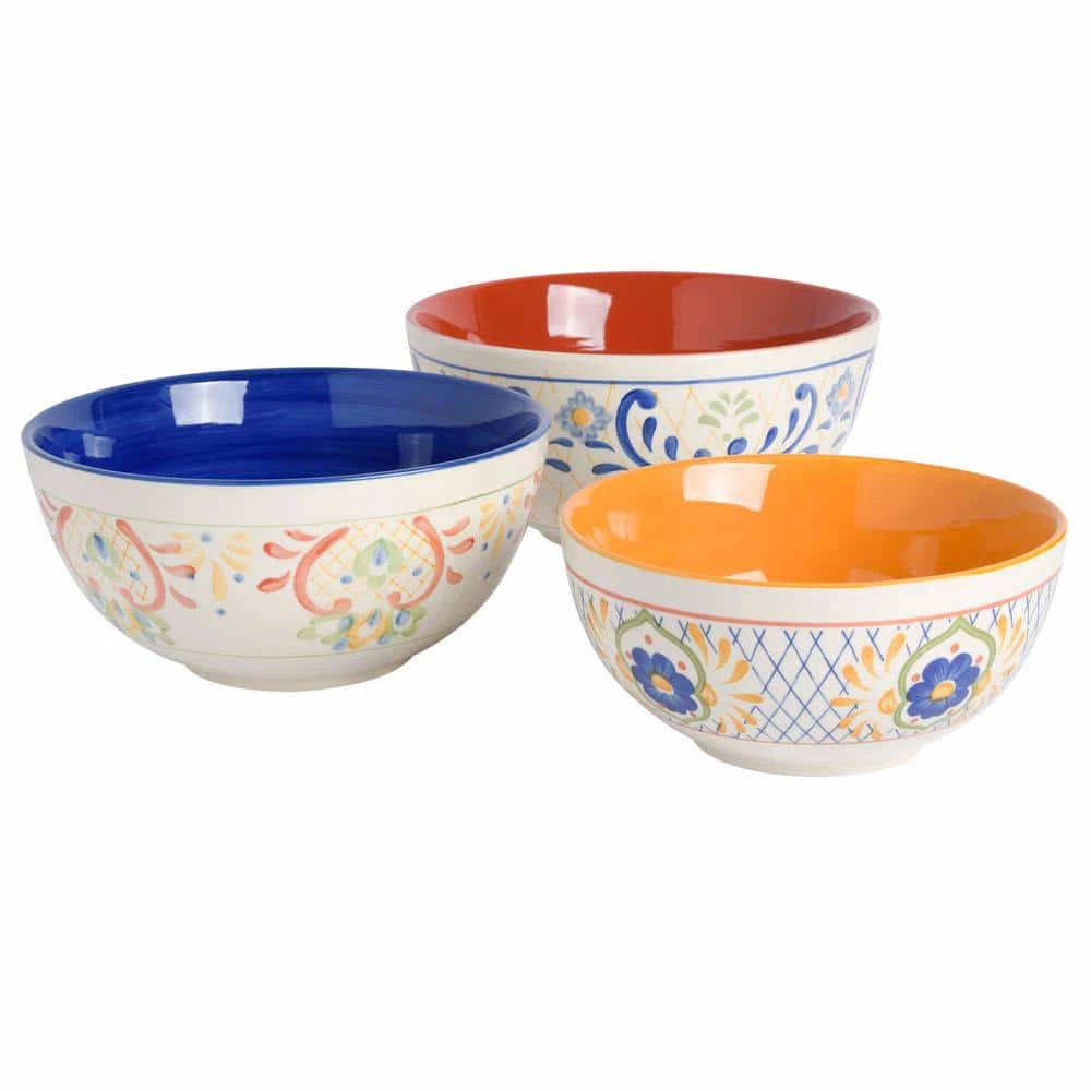 Tierra 3-Piece Stoneware Nesting Bowl Set in Assorted Designs by Laurie Gates 1 Tierra 3-Piece Stoneware Nesting Bowl Set in Assorted Designs by Laurie Gates