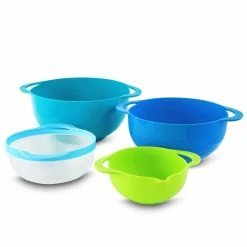 8-Piece Plastic Assorted Colors Mixing Bowl Set with Measuring Cups by MegaChef -Cheap Bakeware Store assorted colors megachef mixing bowls 985111721m 4f 1000