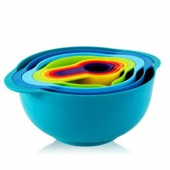 8-Piece Plastic Assorted Colors Mixing Bowl Set with Measuring Cups by MegaChef