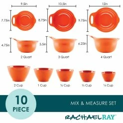 Mix and Measure Mixing Bowl Measuring Cup and Utensil Set, 10-Piece, Orange by Rachael Ray -Cheap Bakeware Store assorted rachael ray mixing bowls 48520 4f 1000