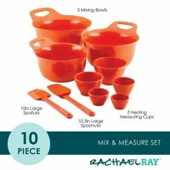 Mix and Measure Mixing Bowl Measuring Cup and Utensil Set, 10-Piece, Orange by Rachael Ray -Cheap Bakeware Store assorted rachael ray mixing bowls 48520 c3 1000