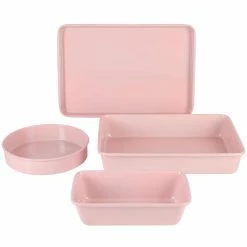 Everyday Carbon Steel 4-Piece Colored Bakeware Set in Baby Pink by MARTHA STEWART