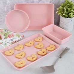 Everyday Carbon Steel 4-Piece Colored Bakeware Set in Baby Pink by MARTHA STEWART -Cheap Bakeware Store baby pink bakeware sets 985118899m 76 1000