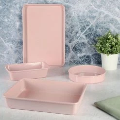 Everyday Carbon Steel 4-Piece Colored Bakeware Set in Baby Pink by MARTHA STEWART -Cheap Bakeware Store baby pink bakeware sets 985118899m fa 1000