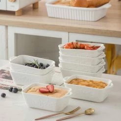 Ceramic 4-Piece 10.14 fl. oz. Rectangular Ramekin Dish (Set of 4) by MALACASA -Cheap Bakeware Store bake mini 001 malacasa bakeware sets bake mini 001 76 1000