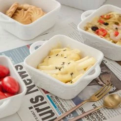4-Piece 9.8 fl. oz. Ceramic Square Ramekin Dish (Set of 4) by MALACASA -Cheap Bakeware Store bake mini 002 malacasa bakeware sets bake mini 002 4f 1000