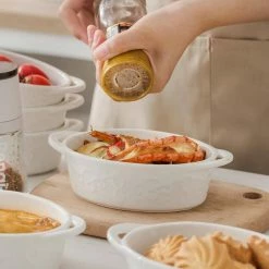 Ceramic 10.48 fl. oz. Oval Ramekin Dish (Set of 4) by MALACASA -Cheap Bakeware Store bake mini 003 malacasa bakeware sets bake mini 003 44 1000