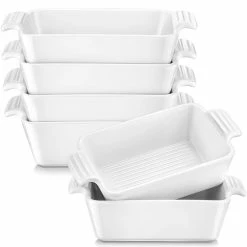 4-Piece Porcelain 7 fl.oz. Rectangle Ramekin Dish Set by MALACASA