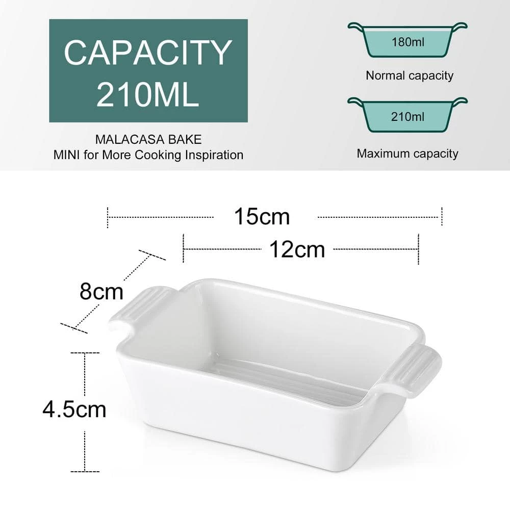 4-Piece Porcelain 7 fl.oz. Rectangle Ramekin Dish Set by MALACASA 2 4-Piece Porcelain 7 fl.oz. Rectangle Ramekin Dish Set by MALACASA - Image 2
