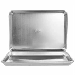 2-Piece Aluminum 15 in. x 11 in. Cookie Sheet Set in Silver by MARTHA STEWART