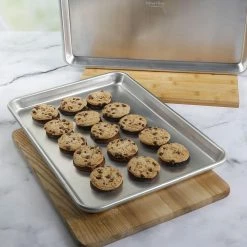 2-Piece Aluminum 15 in. x 11 in. Cookie Sheet Set in Silver by MARTHA STEWART -Cheap Bakeware Store baking sheets 985118757m 76 1000