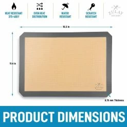 Zulay 16.5 in. x 11.6 in. Silicone Baking Mat Sheet Set (2-Pack) by Zulay Kitchen 5 Zulay 16.5 in. x 11.6 in. Silicone Baking Mat Sheet Set (2-Pack) by Zulay Kitchen -Cheap Bakeware Store baking sheets z slcn bkng mt 4f 1000