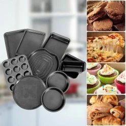 10 Piece Carbon Steel Black Nonstick Bakeware Set Baking Roasting Cake Pans by ANGELES HOME -Cheap Bakeware Store black bakeware sets m50 8kc609 44 1000
