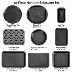 10 Piece Carbon Steel Black Nonstick Bakeware Set Baking Roasting Cake Pans by ANGELES HOME -Cheap Bakeware Store black bakeware sets m50 8kc609 c3 1000