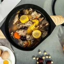 9.5 in. Cast Aluminium Stock Pot Double Layer Non-Stick Coating Glass Lid, Black by CAMMEX -Cheap Bakeware Store black cammex casserole dishes cx822024 1f 1000