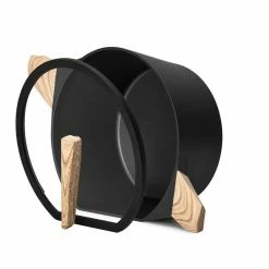 9.5 in. Cast Aluminium Stock Pot Double Layer Non-Stick Coating Glass Lid, Black by CAMMEX