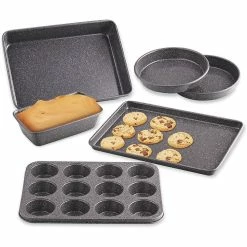 6-Piece Black Heavy Gauge, Cake/Cookie/Muffin/Loaf Nonstick Bakeware Set by Cook N Home