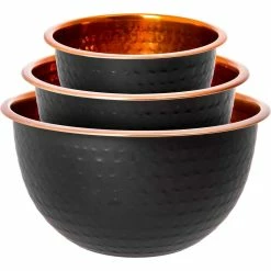Black/Copper Stainless Steel Nested Mixing Bowls (Set of 3) by LEXI HOME -Cheap Bakeware Store black copper mixing bowls lb3949 4f 1000