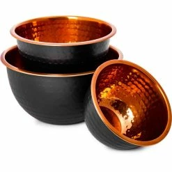 Black/Copper Stainless Steel Nested Mixing Bowls (Set of 3) by LEXI HOME