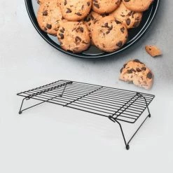 Steel Foldable Cooling Racks with Non-Slip Feet 15.75 in. x 9.75 in. x 3 in. by ExcelSteel -Cheap Bakeware Store black excelsteel cooling racks 409 31 1000