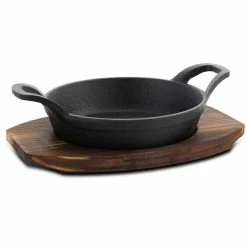 Addlestone 7 in. Oval Cast Iron Server with Burned Furwood Base by General Store