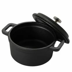 Campton 0.30 Qt. Oval Cast Iron Mini Casserole with Lid and Wooden Base by GIBSON HOME -Cheap Bakeware Store black gibson home casserole dishes 985105752m 76 1000