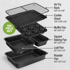 StackMaster 6-Piece Carbon Steel Diamond Infused Nonstick Space Saving Stackable Bakeware Set by GRANITESTONE 9 StackMaster 6-Piece Carbon Steel Diamond Infused Nonstick Space Saving Stackable Bakeware Set by GRANITESTONE -Cheap Bakeware Store black granitestone bakeware sets 7290 4f 1000