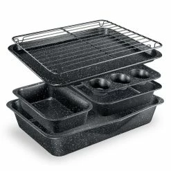 StackMaster 6-Piece Carbon Steel Diamond Infused Nonstick Space Saving Stackable Bakeware Set by GRANITESTONE