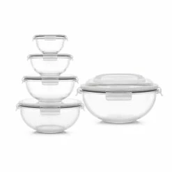JoyFul 5 Glass Mixing Bowls With Lids - Black by JoyJolt