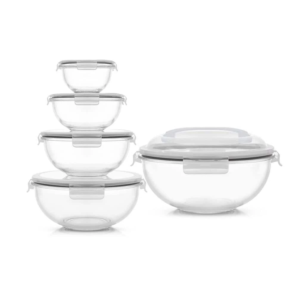 JoyFul 5 Glass Mixing Bowls With Lids - Black by JoyJolt 1 JoyFul 5 Glass Mixing Bowls With Lids - Black by JoyJolt