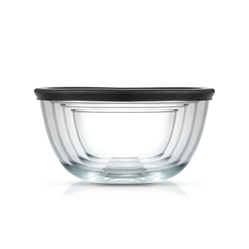 JoyFul 4 Piece Glass Black Mixing Bowls Set With Airtight Lids by JoyJolt 3 JoyFul 4 Piece Glass Black Mixing Bowls Set With Airtight Lids by JoyJolt - Image 3