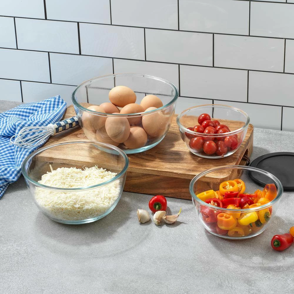 JoyFul 4 Piece Glass Black Mixing Bowls Set With Airtight Lids by JoyJolt 2 JoyFul 4 Piece Glass Black Mixing Bowls Set With Airtight Lids by JoyJolt - Image 2