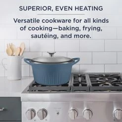 5.5 Qt. Cast Aluminum Dutch Oven with Lid Blue by Corningware -Cheap Bakeware Store blue corningware baking dishes 1143627 1f 1000