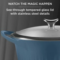 5.5 Qt. Cast Aluminum Dutch Oven with Lid Blue by Corningware -Cheap Bakeware Store blue corningware baking dishes 1143627 4f 1000