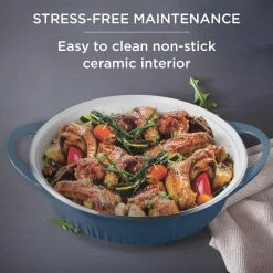 4 Qt. CorningWare Cast Aluminum Braiser with Lid Blue -Cheap Bakeware Store blue corningware baking dishes 1143629 44 1000