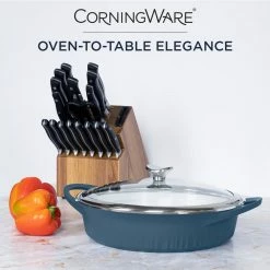 4 Qt. CorningWare Cast Aluminum Braiser with Lid Blue -Cheap Bakeware Store blue corningware baking dishes 1143629 66 1000