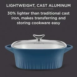 8 in. x 8 in. Blue Cast Aluminum Baker with Lid by Corningware -Cheap Bakeware Store blue corningware baking dishes 1143630 76 1000