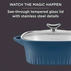 8 in. x 8 in. Blue Cast Aluminum Baker with Lid by Corningware -Cheap Bakeware Store blue corningware baking dishes 1143630 fa 1000