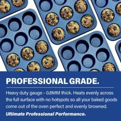 Pro Classic Blue 12-Cup 0.8MM Gauge Diamond and Mineral Infused Nonstick Muffin Pan by Granite Stone Diamond -Cheap Bakeware Store blue granite stone diamond cupcake pans muffin pans 7204 1f 1000