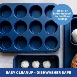 Pro Classic Blue 12-Cup 0.8MM Gauge Diamond and Mineral Infused Nonstick Muffin Pan by Granite Stone Diamond -Cheap Bakeware Store blue granite stone diamond cupcake pans muffin pans 7204 44 1000