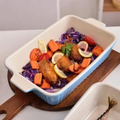 2-Piece Blue Rectangle Porcelain Bakeware Set 12 in. and 13 in. Baking Dishes by MALACASA -Cheap Bakeware Store blue malacasa bakeware sets bake bake 028 b 31 1000