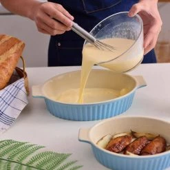 Series Bake Ceramic Oval Baking Dish Oven to Table Baking Dish Set of 2 (9.5 in. /11.25 in.) by MALACASA -Cheap Bakeware Store blue malacasa bakeware sets bake bake 032 a 1f 1000